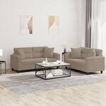 vidaXL Ensemble de canapés 2 Pièces avec coussins Taupe Tissu microfibre
