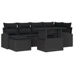 vidaXL Ensemble de canapés de jardin 7 pièces avec coussins noirs en poly rattan