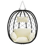 vidaXL Balançoire à œuf suspendue sans support Crème blanche Rattan poly