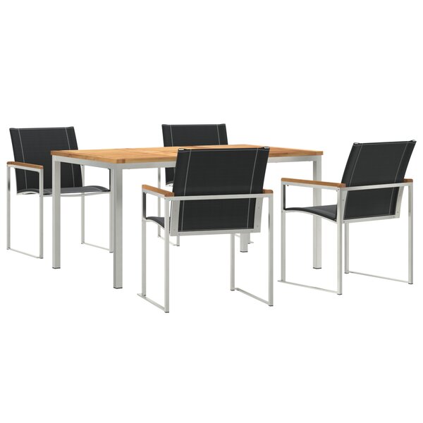 Set de salle à manger jardin 5 pièces en bois massif d'acacia vidaXL