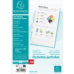 Sachet De 100 Pochetttes Perforées Polypropylène Grainé 5/100e - A5 - Cristal - X 10 - Exacompta