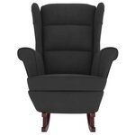 vidaXL Chaise à bascule avec pieds en bois et tabouret Noir Velours