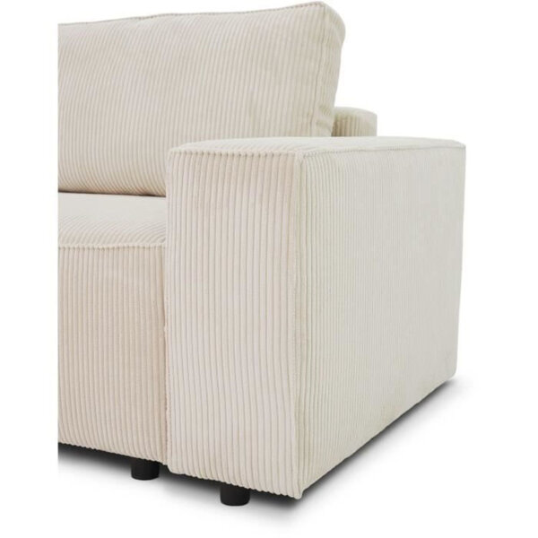 Canapé convertible 3 places tissu velours côtelé beige à coffre de rangement - 239 x 86 x Hauteur 85 cm