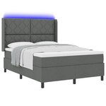 Lit Box Spring vidaXL avec Matelas & LED Gris Foncé 140x190 cm Tissu