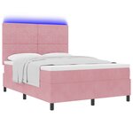 Lit Box Spring vidaXL avec Matelas & LED Rose 140x190 cm Velours