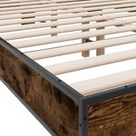 vidaXL Cadre de lit chêne fumé 120x200 cm bois d'ingénierie et métal