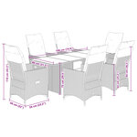 vidaXL Ensemble de bistro de jardin 7 Pièces coussins gris poly rotin