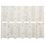 vidaXL Cloison de séparation 6 panneaux Blanc antique 215x166 cm Bois
