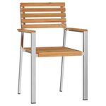 vidaXL Chaises de jardin empilables 2 pièces en bois massif teck et acier inoxydable