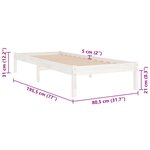vidaXL Cadre de lit Blanc Bois massif 75x190 cm Petit simple