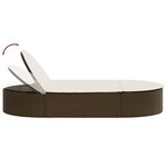 vidaXL Chaise longue double avec coussins marron résine tressée