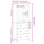 vidaXL Buffet haut Chêne fumé 69 5x34x180 cm Bois d'ingénierie