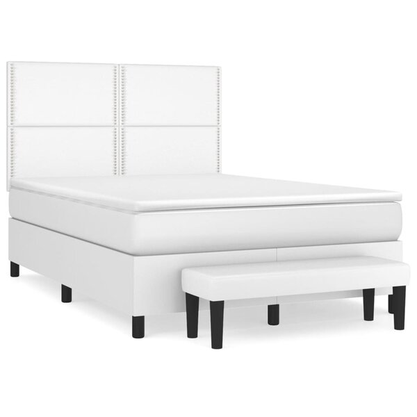 vidaXL Sommier à lattes de lit avec matelas Blanc 140x200cm Similicuir