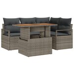 vidaXL Ensemble Canapé Jardin 5 Pièces avec Coussins - Rattan Poly Gris