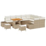 vidaXL Ensemble de canapé de jardin 12 pièces avec coussins beige poly rattan acacia