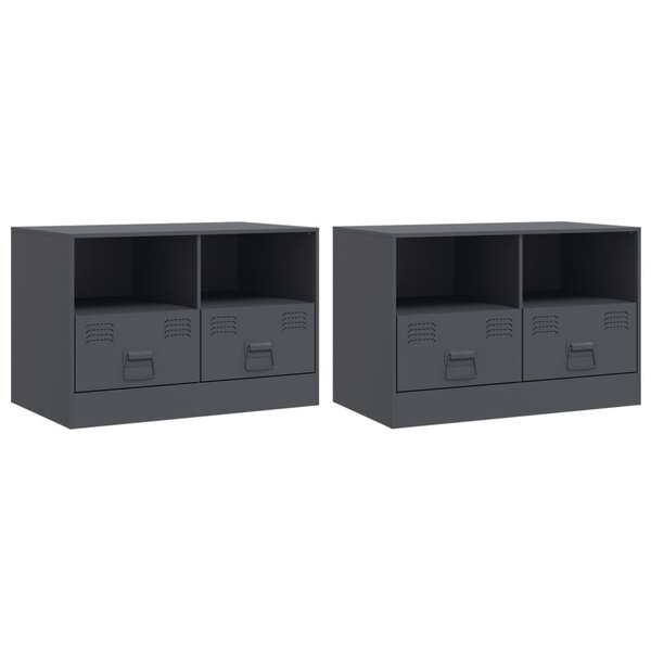 vidaXL Meubles TV 2 Pièces anthracite 67x39x44 cm acier
