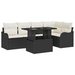 vidaXL Ensemble de canapé de jardin 6 pièces avec coussins Noir Poly Rattan