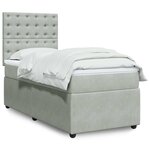 vidaXL Sommier à lattes de lit et matelas Gris clair 90x200 cm Velours