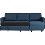 Canapé d'angle convertible réversible 3 places CATS - Tissu bleu - 222 x 150 x 86 cm