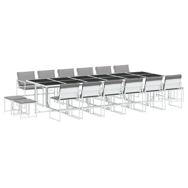 vidaXL Ensemble à manger de jardin avec coussins 17Pièces blanc textilène