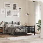 vidaXL Cadre de lit métal sans matelas avec pied de lit noir 140x200cm
