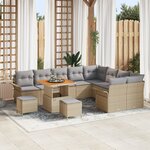 Ensemble de Canapés de Jardin 12 pièces avec Coussins Beige Rattan Synthétique Acacia