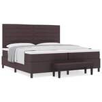 vidaXL Lit à ressorts avec matelas et banc brun foncé 200x200 cm tissu