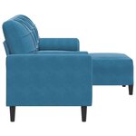vidaXL Canapé à 3 places avec repose-pieds Bleu 180 cm Velours