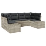 vidaXL Ensemble de Canapé de Jardin 6 Pièces avec Coussins Gris Clair Poly Rattan