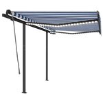 vidaXL Auvent automatique capteur de vent et LED 3x2 5 m Bleu et blanc