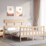 vidaXL Cadre de lit avec tête de lit 120x200 cm bois massif
