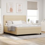 Lit avec sommier à ressorts et matelas vidaXL avec éclairage LED Crème 180x200 cm Tissu