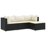 vidaXL Salon de jardin 4 Pièces avec coussins Noir Résine tressée