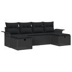 vidaXL Ensemble de canapé de jardin 6 pièces avec coussins noir poly rotin