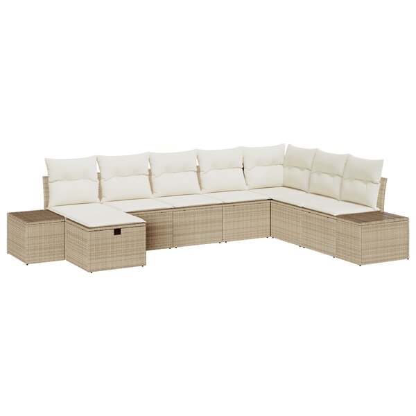 vidaXL Ensemble de canapé de jardin 8 pièces avec coussins en beige poly rotin