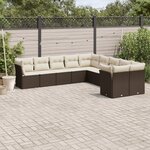 vidaXL Salon de jardin 10 Pièces avec coussins marron résine tressée