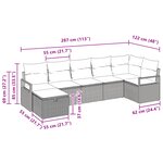 Ensemble de Canapé de Jardin 7 Pièces avec Coussins Gris Poly Rattan