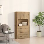 vidaXL Haut meuble en chêne 80x33x150 cm Bois d'ingénierie