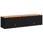 vidaXL Boîte de rangement de jardin noir résine tressée bois d'acacia