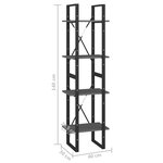 vidaXL Bibliothèque à 4 niveaux Gris 40x30x140 cm Bois de pin massif