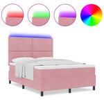Lit à ressort vidaXL avec matelas et LED rose 140x190 cm velours