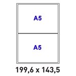Lot de 500 planches a4 de 2 étiquettes autocollantes a5 format 199,6 x 143,5 mm = 1000 étiquettes
