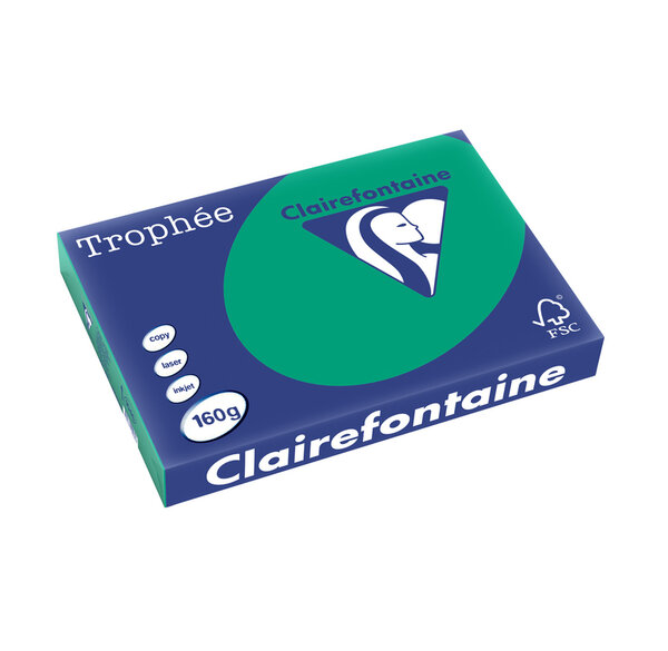 Ramette 250 Feuilles Papier 160g A3 420x297 mm Certifié FSC vert sapin TROPHÉE