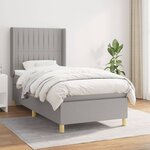 vidaXL Sommier à lattes de lit avec matelas Gris clair 90x200 cm Tissu
