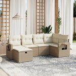 vidaXL Salon de jardin avec coussins 6 Pièces beige résine tressée