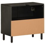 vidaXL Armoire lavabo de salle de bain noir bois massif de manguier