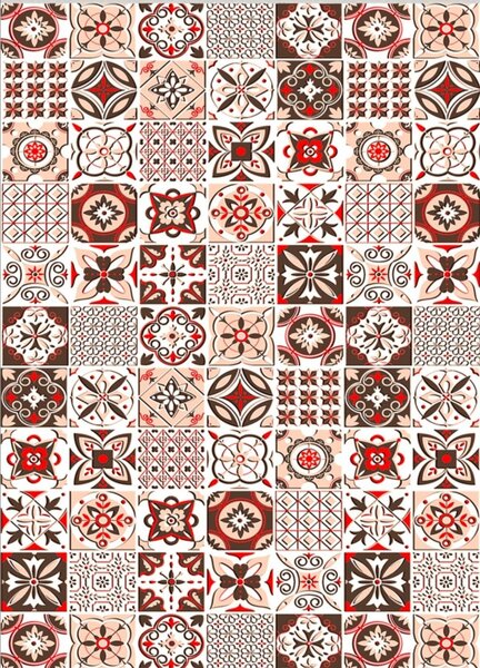 Tapis de Cuisine carreaux de Ciment 60 x 90 cm - Orange