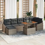 vidaXL Set de canapé de jardin de 8 pièces avec coussins gris poly rotin
