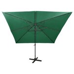 vidaXL Parasol déporté avec mât et lumières LED Vert 300 cm