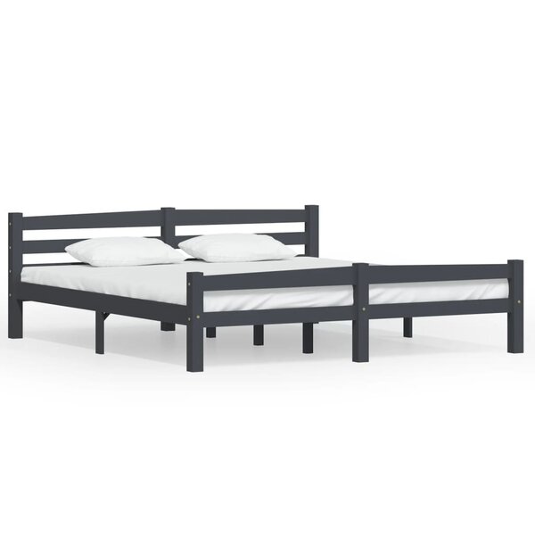 vidaXL Cadre de lit Gris foncé Bois de pin massif 180x200 cm